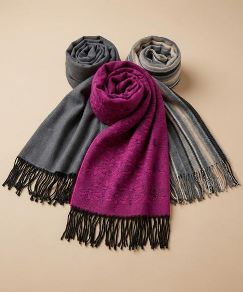 Pack de 3 Écharpes – Acrylique, Laine Vierge & Coton