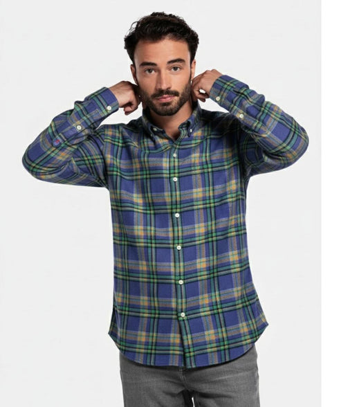 Chemise en Flanelle indigo muti-color Homme Hiver | Chaude et Confortable