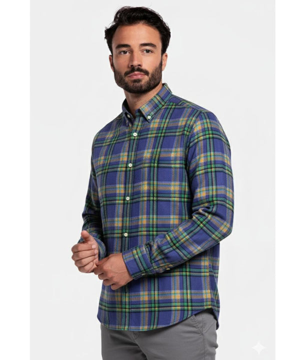 Chemise en Flanelle indigo muti-color Homme Hiver | Chaude et Confortable