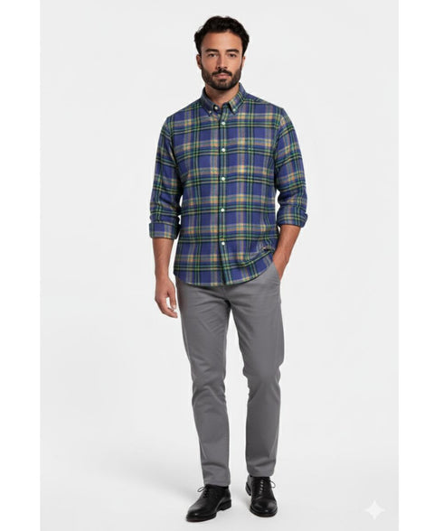 Chemise en Flanelle indigo muti-color Homme Hiver | Chaude et Confortable