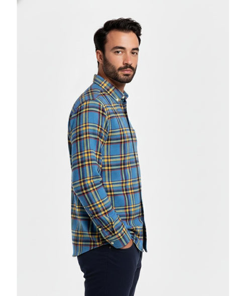Chemise en Flanelle bleuet muti-color Homme Hiver | Chaude et Confortable