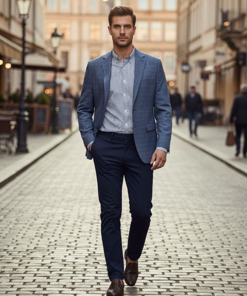 Veste bleu carreaux modern classic