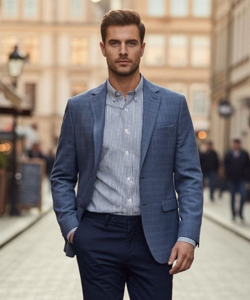 Veste bleu carreaux modern classic