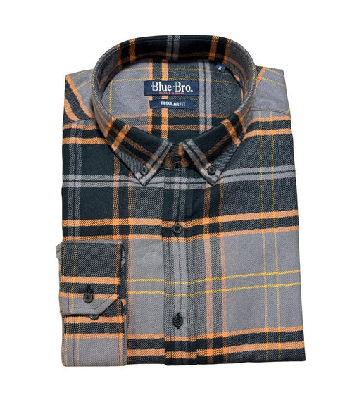 Chemise en Flanelle noir / orange Homme Hiver | Chaude et Confortable