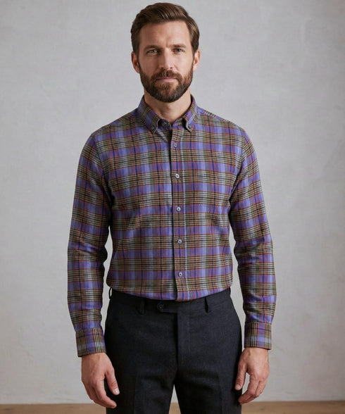 Chemise Flanelle Coton - Carreaux Multicolores