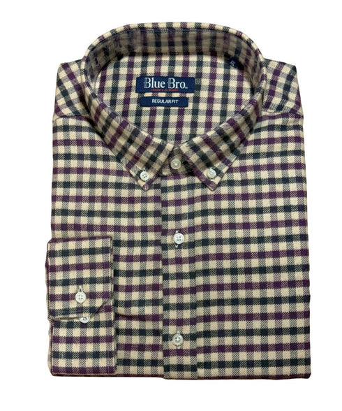 Chemise en Flanelle Homme carreaux vert / bordeaux | Chaude et Confortable