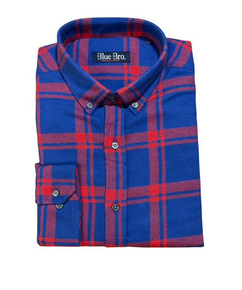 Chemise en Flanelle Homme bleu / rouge | Chaude et Confortable