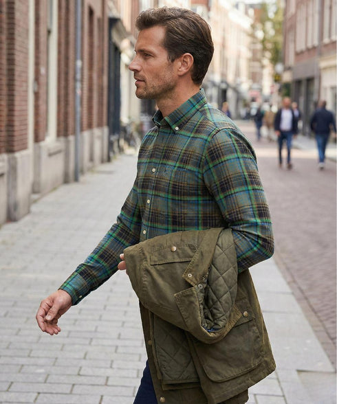 Chemise verte à carreaux multi-couleur