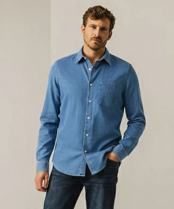 Chemise en jeans regular délavage clair