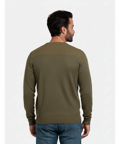 Pull col v imprimé de couleur kaki