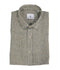 Chemise manche courtes en lin taupe à carreaux slim fit