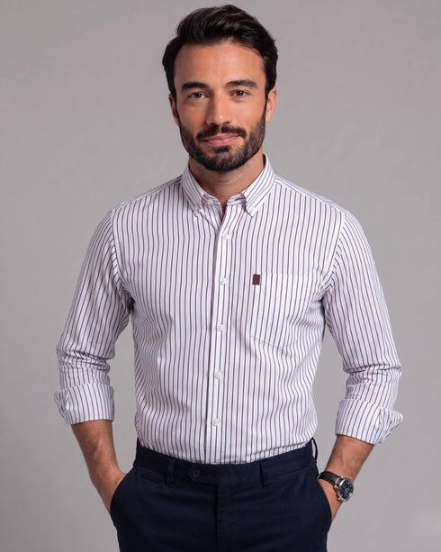 Chemise homme à Rayures Violettes en Pur Coton