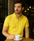 Polo Piqué En Coton Stretch jaune
