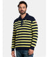 Pull bleu nuit rayé jaune avec fermeture demi éclair -Made in Italy