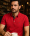 Polo Piqué En Coton Stretch Rouge Cerise