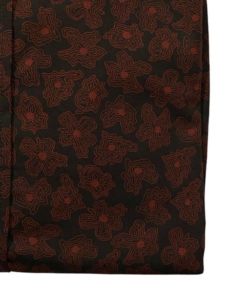 Chemise Homme 100% Coton à Motifs Floraux Abstraits Noir & Bordeaux