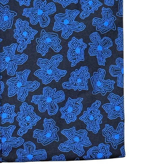 Chemise Homme 100% Coton à Motifs Floraux Abstraits Bleu & Bleu Roi