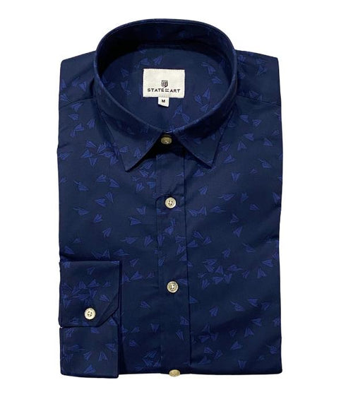 Chemise bleu imprimé dessin cerf-volant