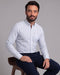 Chemise Ajustée en Coton à Fines Rayures Azur