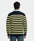 Pull bleu nuit rayé jaune avec fermeture demi éclair -Made in Italy