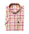 chemise manches courtes lin à carreaux multicolor orange - col boutonné