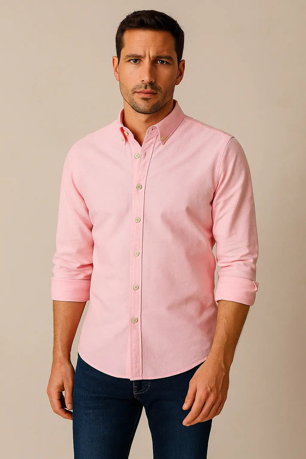 Chemise oxford rose unie