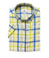Chemise Manches Courtes Lin À Carreaux Multicolor jaune d'or - Col Boutonné