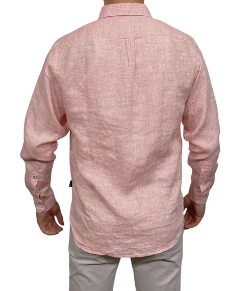 Chemise Amalfi en lin corail fin classic fit
