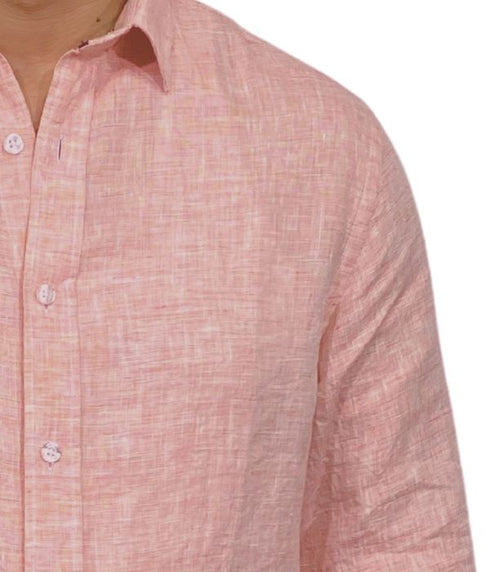 Chemise Amalfi en lin corail fin classic fit