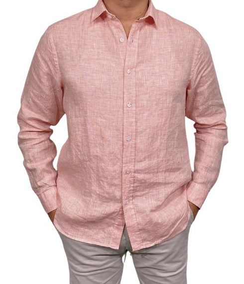 Chemise Amalfi en lin corail fin classic fit