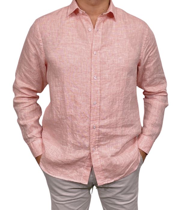 Chemise Amalfi en lin corail fin classic fit
