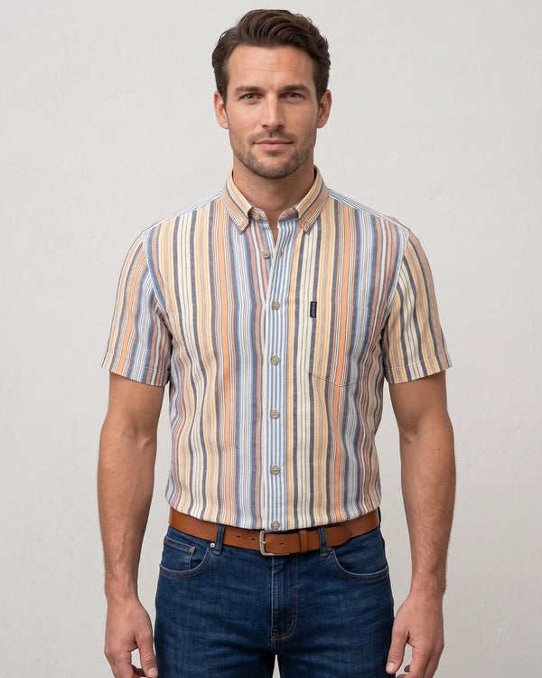 chemise manche courte multi-couleur - col boutonné