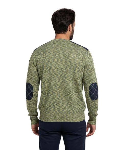 Pull col V homme cloud jaune et bleu - made in Italy