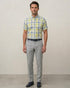 Chemise Manches Courtes Lin À Carreaux Multicolor jaune d'or - Col Boutonné