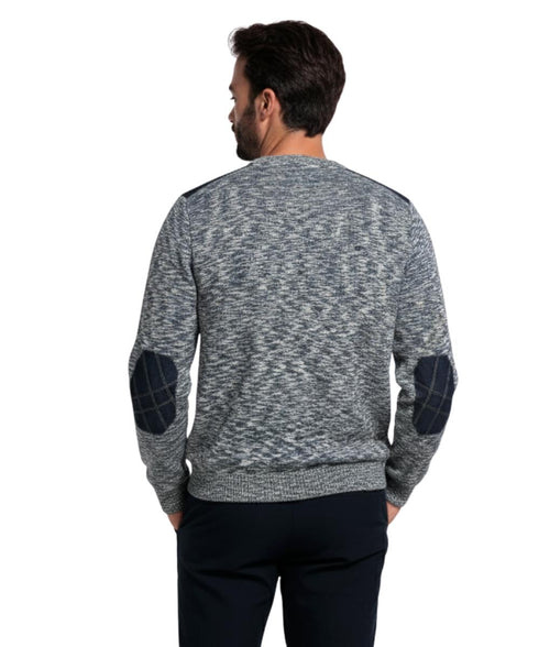 Pull col V homme cloud ciel et gris - made in Italy