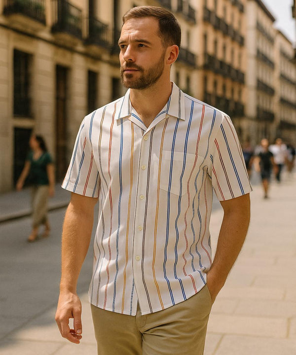 Chemise blanche Imprimé " White line " en coton