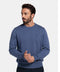 Pull bleu jeans avec col rond - Lana merino - Made in Italy