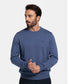 Pull bleu jeans avec col rond - Lana merino - Made in Italy