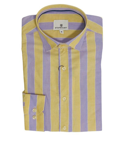 Chemise rayé jaune / violet sans bouton