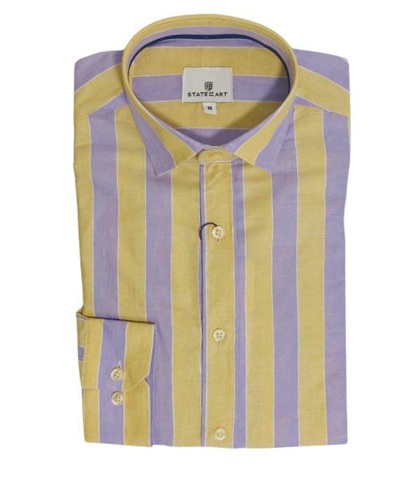 Chemise rayé jaune / violet sans bouton