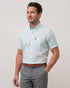 Chemise manche courte bleu dragée unie - Col boutonné