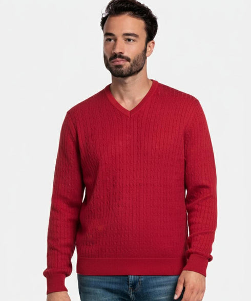 Pull rouge en pure coton FILO DI SCOZIA - made in Italy