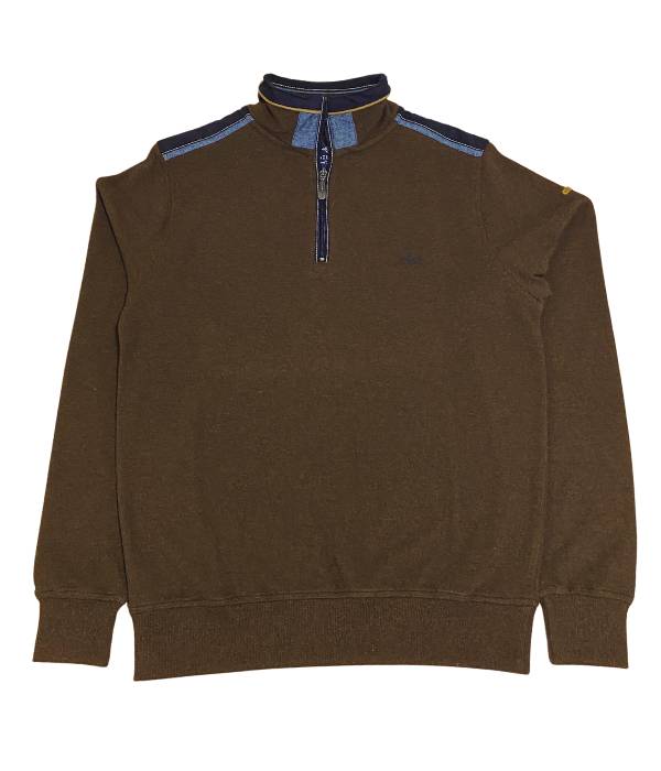 Pull demi marron avec fermeture demi éclair