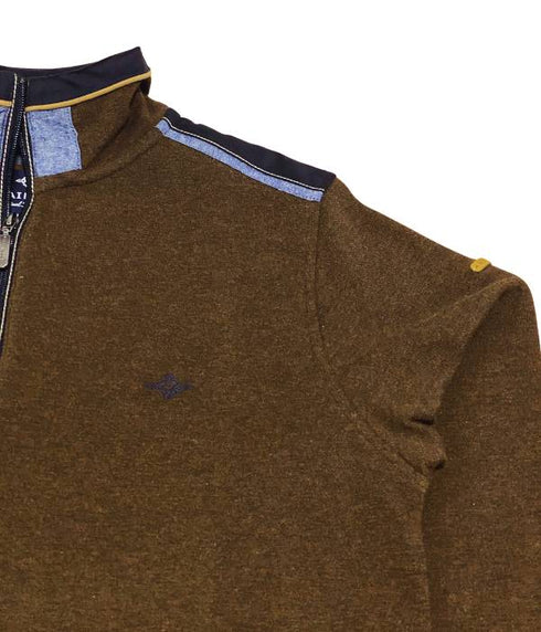 Pull demi marron avec fermeture demi éclair