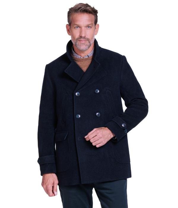 Manteau bleu nuit uni à coupe moderne