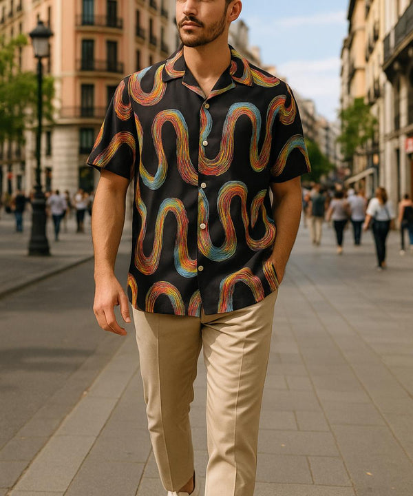 Chemise Multicolore " Wave " en coton