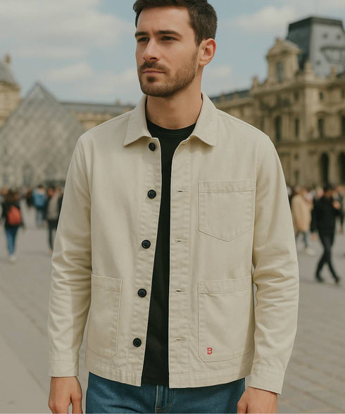 Veste Beige 'Broad Bro ' en Sergé de Coton