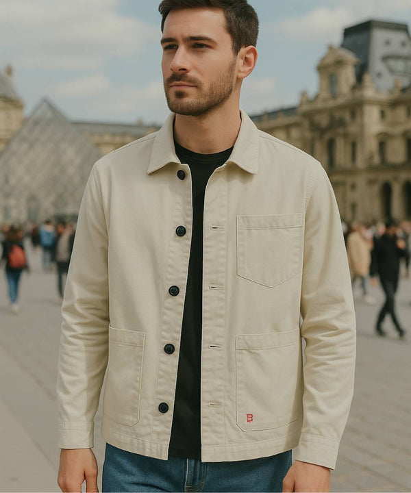 Veste Beige 'Broad Bro ' en Sergé de Coton