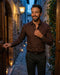Chemise Homme 100% Coton à Motifs Floraux Abstraits Noir & Bordeaux