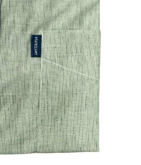 Chemise manche courte verte à rayure - Col boutonné